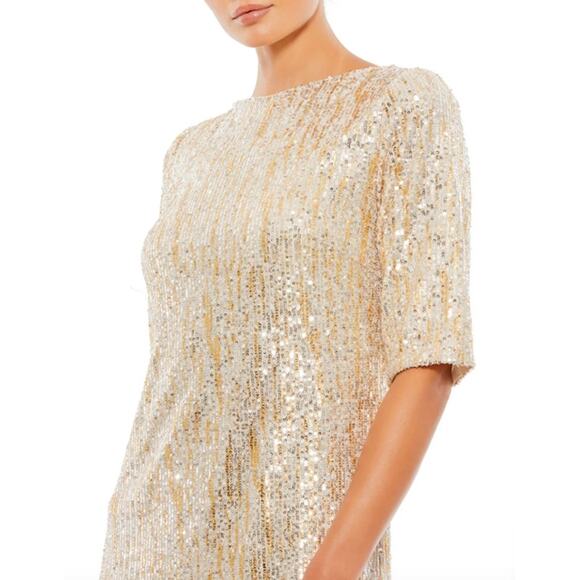 MAC DUGGAL Dress Size 2 Evening Gown Sequin Mini Dress NEW Gold Shift - Picture 4 of 8